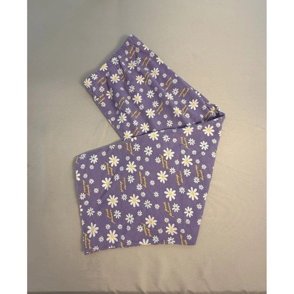 Simply Basic Purple Daisy PJ/ Lounge Pants Women's Size Large 12-14 Floral Sleep